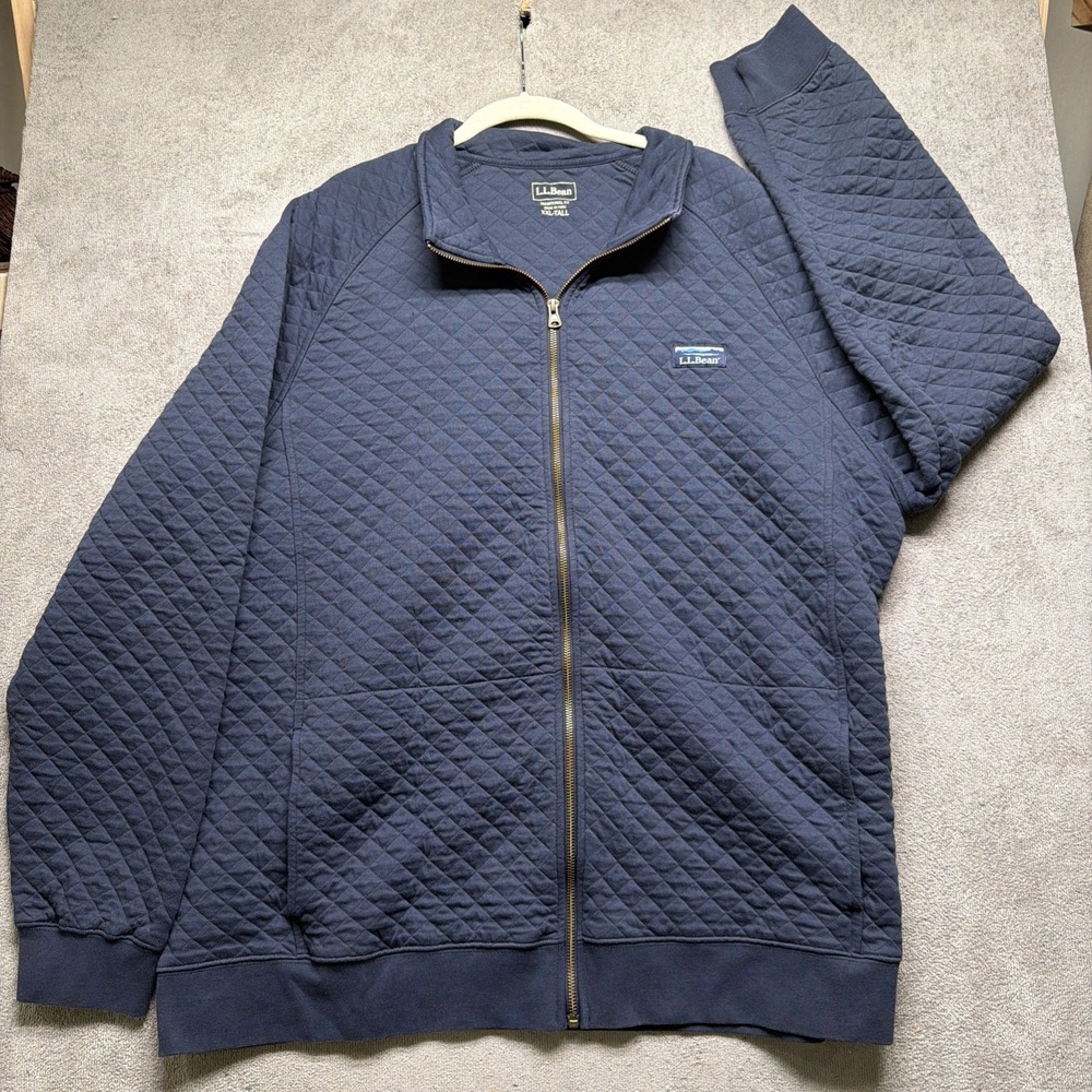 LL Bean Quilted Zip Jacket Men's Navy Blue Traditional Fit XXL Tall - Picture 2 of 9